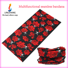 LINGSHANG fashion flower and skull bandana magic multifunctional hair accessories seamless outdoor sport neck bandana